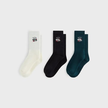 AirRoom 正品現貨 2025AW Kith 3-Pack Socks 新款 刺繡 LOGO 長襪 襪子 三色一包