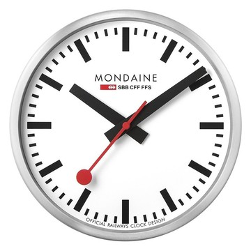 MONDAINE 瑞士國鐵25cm經典壁掛鐘 / 靜音滑步 / 銀框 / CLOCK16W