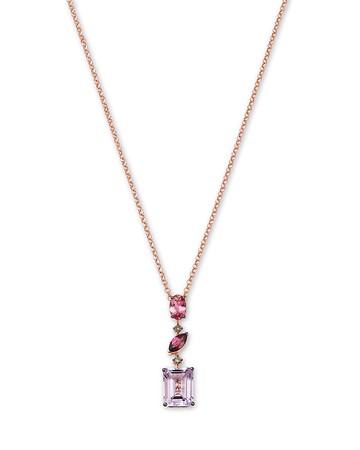 Bloomingdale's Fine Collection Multi Semi-Precious Gemstone & Diamond Pendant Necklace in 14K Rose Gold, 19