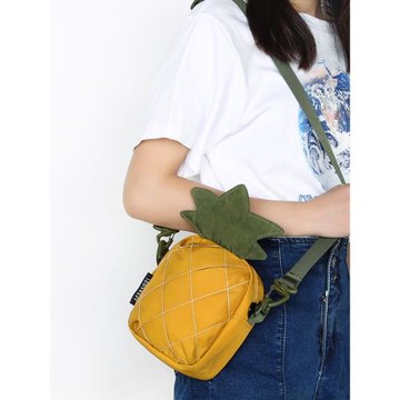 三色補丁原創菠蘿小包包女2025新款春夏小清新單肩百搭ins斜挎包