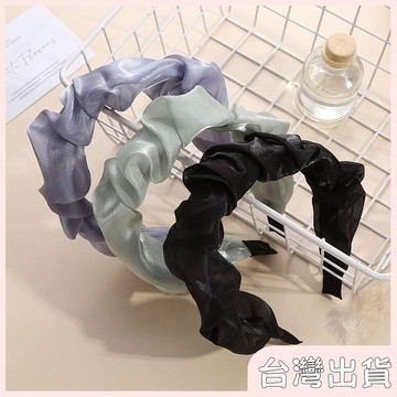 ✨臺灣出貨✨【飾飾如意】髮箍增高顱頂薄款法式褶皺寬邊洗臉化妝專用女高檔髮箍