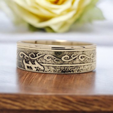 日本錢幣戒指 5日圓 1948-1949年，日本男戒，日本女戒