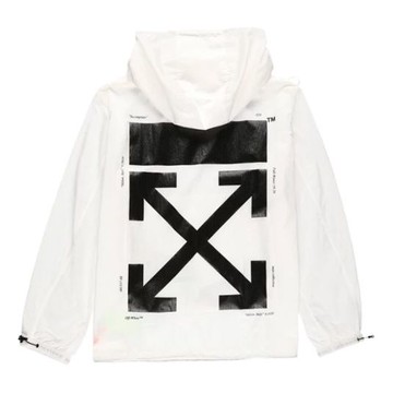Off-White FW19 Printing Pullover Hooded Jacket Men White