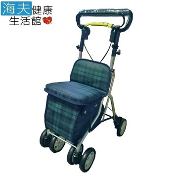 【海夫】輕巧購物助行車 (綠格紋)