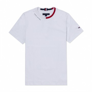 TOMMY 熱銷印刷文字圖案短袖T恤-白色