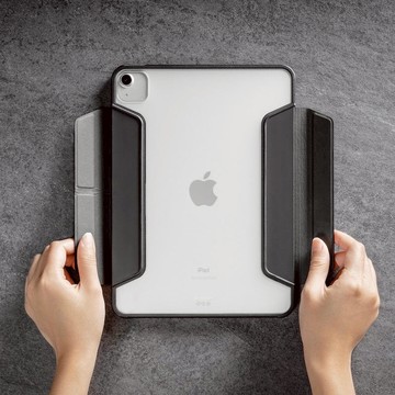 Vivaz+ iPad Pro 11吋/Air 10.9吋 可拆式多角度支架透明保護套(支援最新2025 iPad Air 11" M3) 石墨色