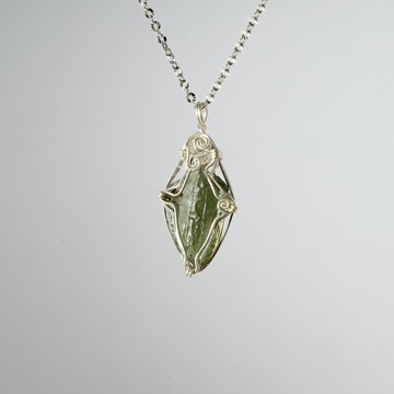 捷克隕石 綴 正宗紐約赫基蒙 | 圖桑帶回 荷蘭藝術家設計 純銀手工編織墜 925純銀 T240205-252