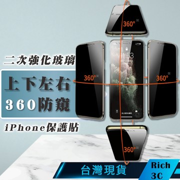 Rich3C現貨 (上下左右都防偷窺) iPhone 17 16promax防窺保護貼 360度 15 14 13 12