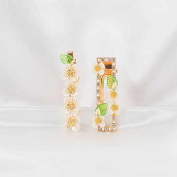 貝殼花朵側邊女發夾半丸子頭少女氣質bb夾劉海夾鴨嘴夾