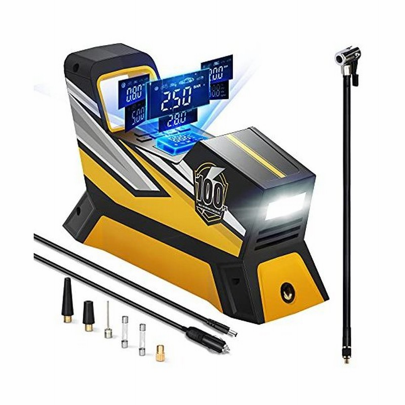 Biviffeory 車 エアコンプレッサー 空気入れ 自動車 タイヤ 携帯式車 空気入れポンプ 自動停止 五種類変換ノズル 通販 Lineポイント最大get Lineショッピング