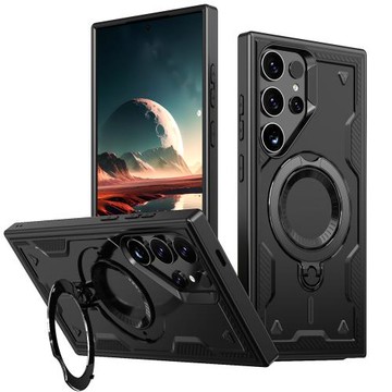 創意旋轉支架適用三星s25ultra手機殼s23/s24+硅膠s24ultra加厚防摔s24FE/s25edge商務s23ultra保護套s25FE