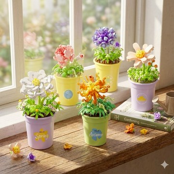 KOCO 積木 永生花系列 盆栽積木(六款任選)｜聖誕禮物 交換禮物 生日禮物 儀式感生活