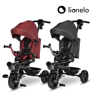 【Lionelo】Kori 豪華手推幼兒童三輪車 勃根地酒紅/岩灰石