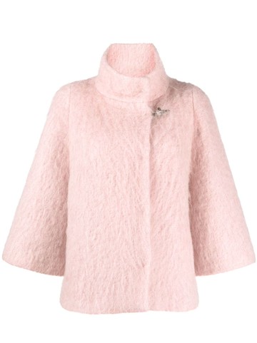 Fay - high-collar jacket - women - Acetate/Polyester/Mohair/Wool/Polyester/Alpaca Wool - S - Pink