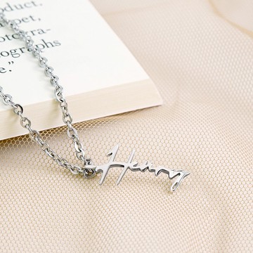 【客製化禮物】Me直式字母訂製純銀項鍊(男款)