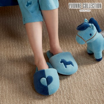 【YVONNE以旺傢飾】冰島馬胖胖拖鞋-冰島藍