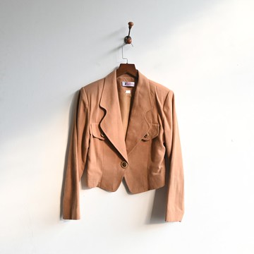 【蛋植物古著】柿樹絨面短版古著西裝外套
