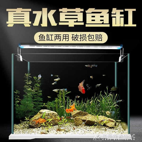 方形魚缸造景 真水草沉木水榕草缸 生態玻璃小型水族箱魚缸 快速出貨 YXS