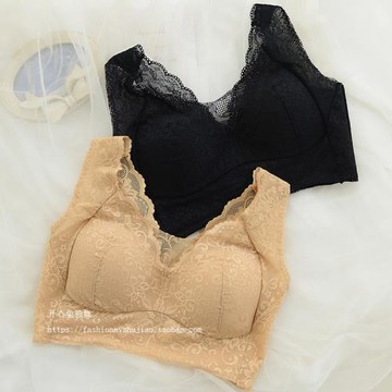 外貿原單 韓國無鋼圈背心式文胸 薄杯舒服透氣蕾絲美背內衣