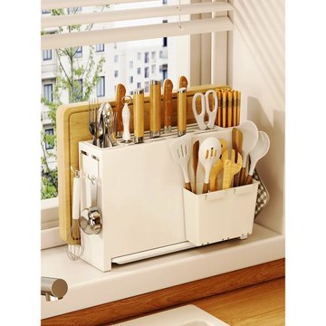 廚房刀架置物架臺面多功能筷子刀具一體收納架壁掛菜板砧板放置架