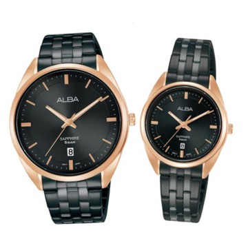 ALBA 雅柏 VJ42-X303SD(AS9L04X1)+VJ22-X323SD(AH7V42X1)簡約經典對錶/黑面41mm+29mm｜樂天領券現折★全館特惠中★指定刷卡回饋10%