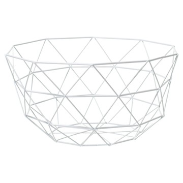 好物良品 三角形織紋矮款客廳裝飾藝術金屬鏤空收納置物網籃  26 x 9.5cm  白色  1個