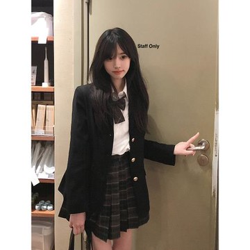 東京歲時記jk制服日系校供感西服女秋學院風西裝布朗茶茶黑色套裝