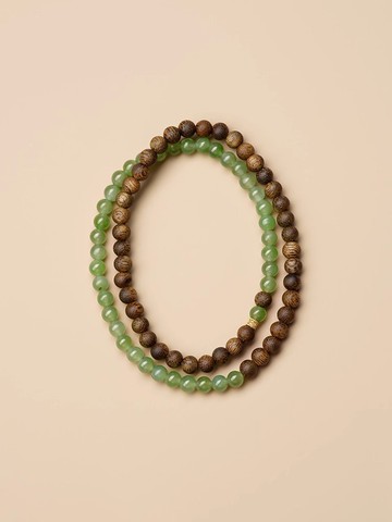 觀松 未時原創4mm鶯歌綠奇楠沉香和田玉碧玉手鏈串珠女精緻禮物