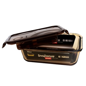 康寧Amber耐熱玻璃保鮮盒980ml-長方形