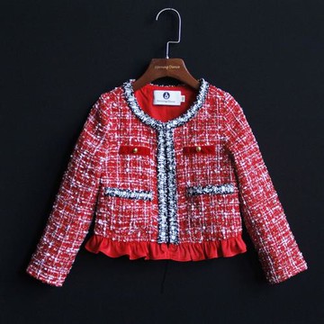 小香風長袖紅色秋冬新款短外套