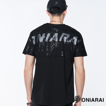 【買1送1↘滿額再折㊙】佩斯利剪接短TEE(黑) - BLUE WAY 鬼洗い