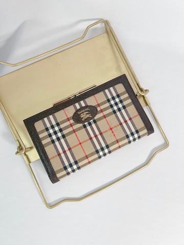 Burberry 經典格紋口金長銀包長夾手拿袋零錢 日本中古二手