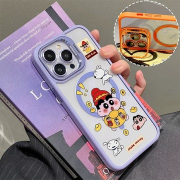 小新元寶 磁吸手機殼 金屬鏡頭支架 保護殼 適用於iPhone 17 16 15 14 13 12 11 Max防摔殼