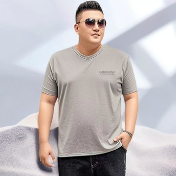 台灣现貨 150kg 男士夏季寬鬆短袖 大碼短袖 涼感上衣 加肥加大號短袖 雞心領V領短袖 肥佬打底衫 寬鬆套頭上衣