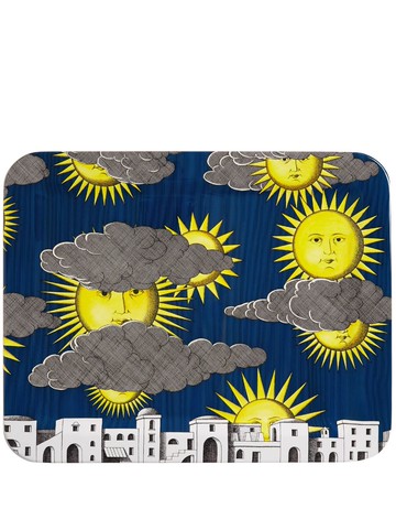 Fornasetti - Sole di Capri hand-decorated wood tray - unisex - Wood - One Size - Blue