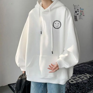 限時優惠 簡約笑臉休閒衛衣 衛衣男帶兜連帽衛衣男寬鬆2022秋冬季新款潮流ins外套休閒上衣服