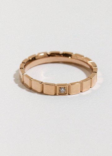 單鑽格子・純鋼戒指