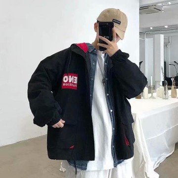 外套男潮ins百搭翻領印花夾克衫春裝韓版寬松休閑棒球服褂子男裝