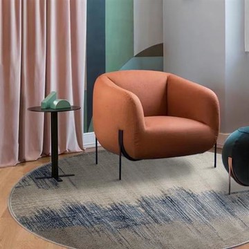 【山德力】灰藍色圓毯240cm直徑 利雪