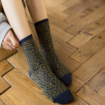 現貨豹紋棉質女襪 豹紋中筒襪 運動襪 滑板襪 動物紋路女襪