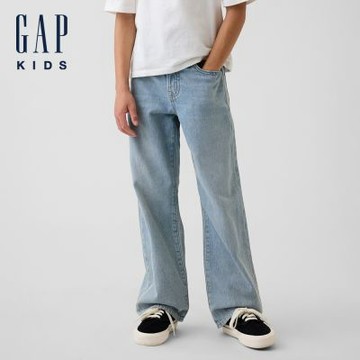 【GAP】兒童90年代寬鬆牛仔褲-淺色水洗(903660)