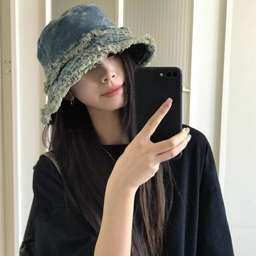 爆款直降價 帽子 漁夫帽 草帽 編織帽 海灘帽 日系小衆破舊水洗毛邊漁夫帽女顯臉小多巴胺百搭時尚牛仔盆帽