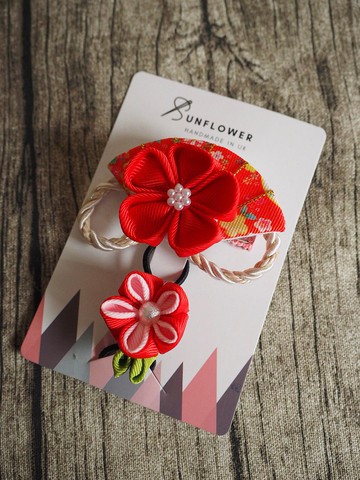 手作絲帶髮飾 和風髮夾髮圈套裝