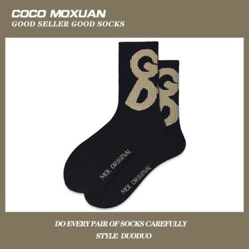 黑色字母GD男女情侶襪子百搭滑板運動襪好看棉襪中筒襪簡約港風潮