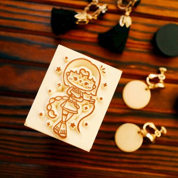 手工橡皮章 - 天蠍座女孩 星座系列章 4X5cm (可客製文字)