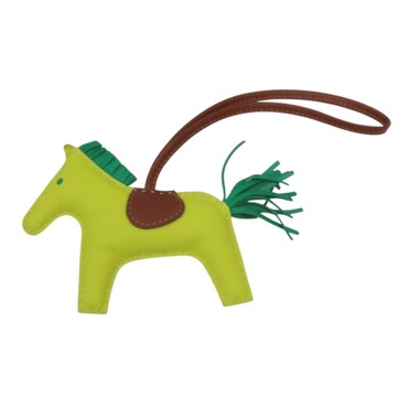 HERMES 愛馬仕 黃/綠/棕色 Agneau milo羊皮 Rodeo MM 吊飾 無刻印 【二手名牌BRAND OFF】