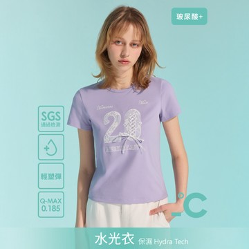 SO NICE【水光衣系列】少女運動風蕾絲字母印花玻尿酸涼感上衣
