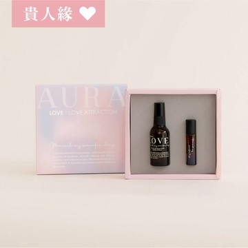 【無酒精】AURA｜精油顯化香氛禮盒（噴霧+滾珠）：《貴人愛情好人緣》完美比例香氛，是生活質感，更是顯化最佳儀式