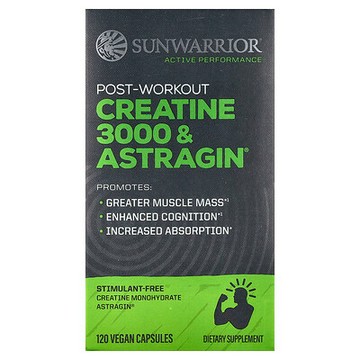 Sunwarrior, 鍛鍊後肌酸 3000 和 Astragin®，120 粒全素膠囊