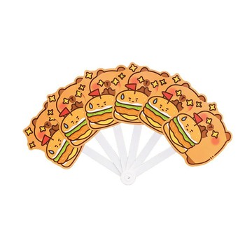 荷生活 可折疊便攜水豚造型六折手搖扇 收納方便開合流暢六折風扇-4入
